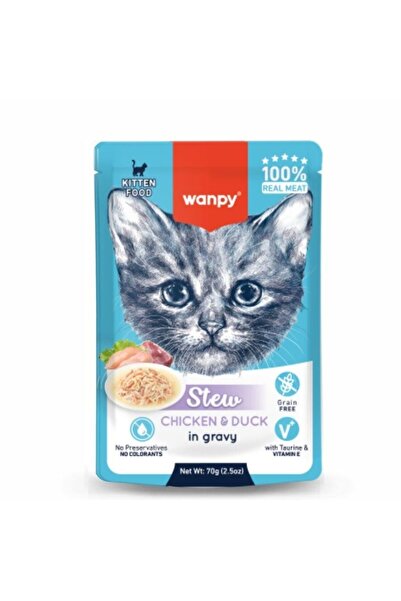 Wanpy Stew Gravy Pouch Tavuklu ve Ördekli Yavru Yaş Kedi Maması 70 gr