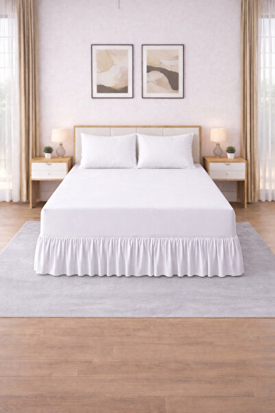 Zarif Home Fluffy Bed Sheet Set - Double Size - White