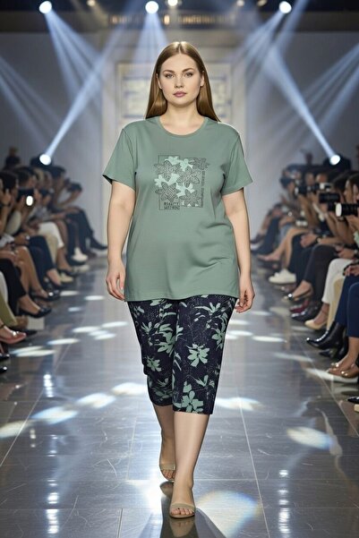 Aydoğan Női nagyméretű viszkóz Capri pizsama szett, nagyméretű