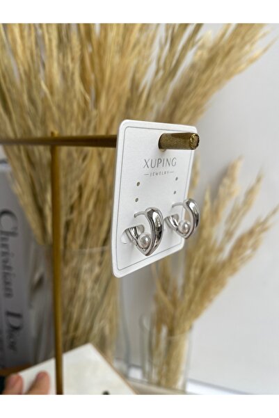 BusradanDesign أقراط Xuping باللون الفضي مع اللؤلؤ