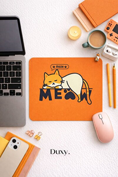 Duxy Mouse Pad με σχέδιο γάτας, 23x19 εκ., Αντιολισθητική βάση, Άνετο και μαλ...