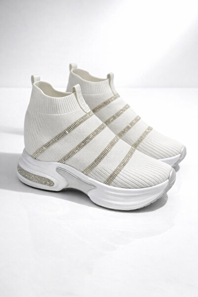 Giydim Gidiyor Кросівки Triko Star Crystal Decorated Special Design, білі