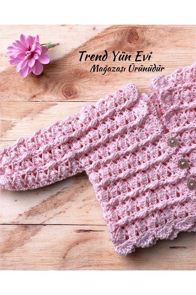TrendYünEvi El Örgüsü Kız Bebek Hırkası (2 yaş)