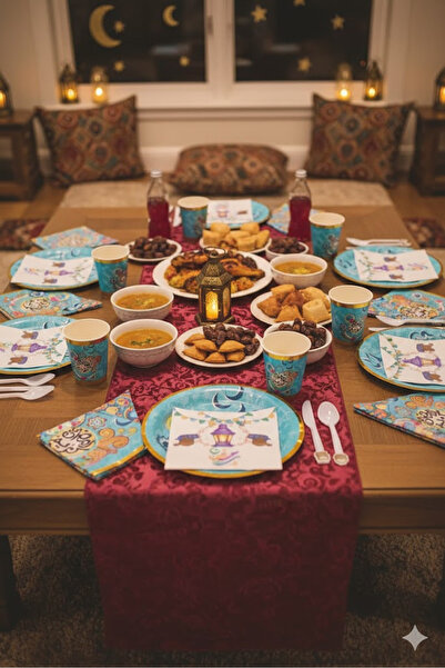 Arma طقم 24 قطعه صحون واكواب ورقية لرمضان، بتصميم رمضان كريم