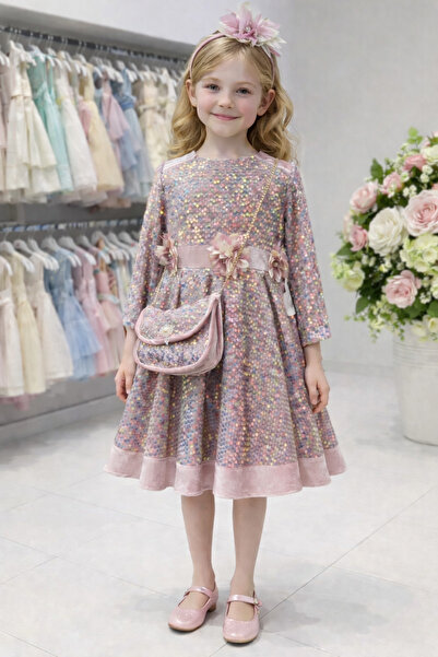 SÜSLÜ PİNK KİDS فستان بناتي