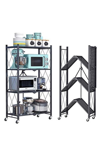 genric رف تخزين معدني متعدد الأرفف قابل للطي بأربعة رفوف للمرآب/المطبخ/المنزل...