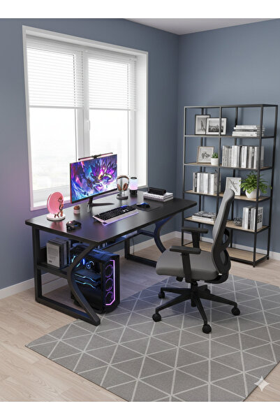 Luxury Home مكتب كمبيوتر خبير للدراسة والمكتب المنزلي باللون الأسود الحديث EI...