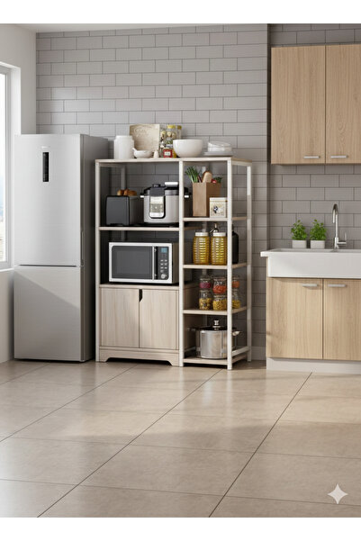 Generic رفوف مطبخ قائمة / وحدات رف مطبخ مع خزانة تخزين 4 طبقات / فرن ميكروويف...