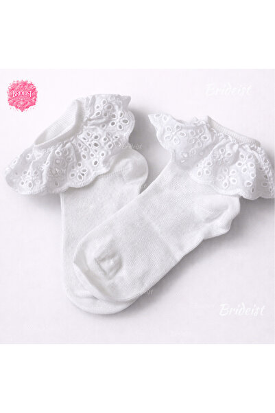 BRIDEIST WEDDING CO White Lace Ruffled Children's Socks Cotton Soft Breathabl...