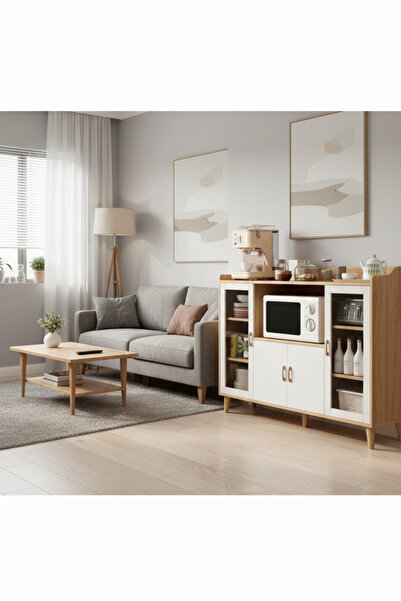 Generic Coffee Corner Cabinet for Living Room or Office with Doors, Drawers a...