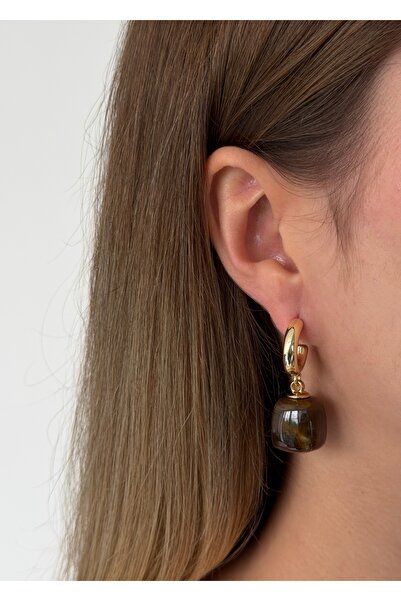 KİLİGİSTANBUL أقراط ACI على شكل مكعبات بنية اللون