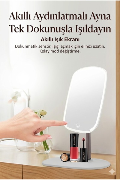 sonx Dokunmatik led ışıklı makyaj aynası dikdörtgen 3 renk ışık LED MASA AYNASI
