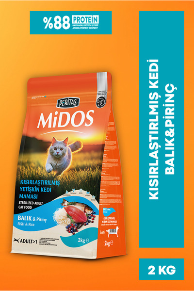 PERİTAS Midos Balık ve Pirinçli Kısırlaştırılmış Yetişkin Kedi Maması 2kg