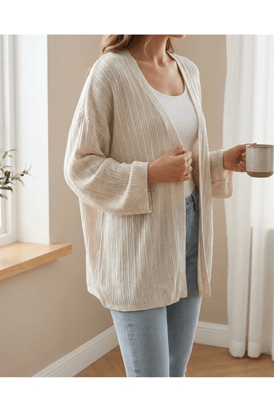Suem Butik Önü Açık Dantelli Oversize Hırka