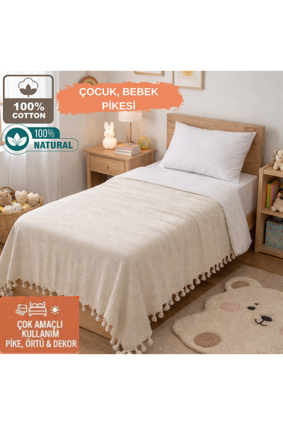 CESSTORE CES STORE El Dokuması %100PamukTek Kişilik Pike,Doğal Nefes Alan, Ço...