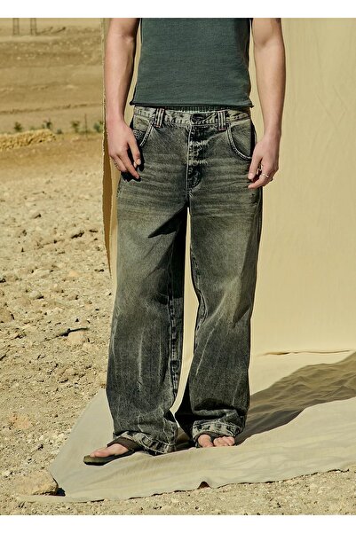 september island MİLO YIKANMIŞ SİYAH BOL KALIP JEANS