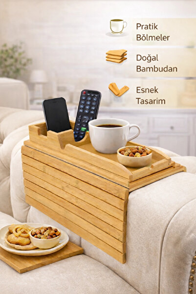 Berdina Home Koltuk Kenarı Bambu Katlanabilir Yan Sehpa Amerikan Servisi Kane...