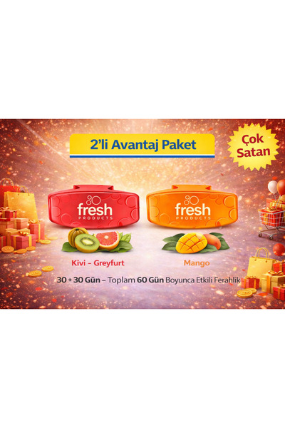 Fresh Products Fresh Clip 2.5 WC Koku Blokeri Mango & Kiwi-Greyfurt 2’li Set