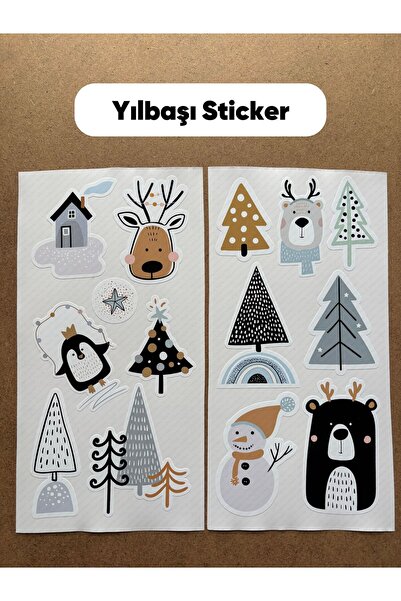 hdsticker Yılbaşı Yeni Yıl Noel Temalı 14 Adet Duvar Çocuk Odası Süsleme Stic...
