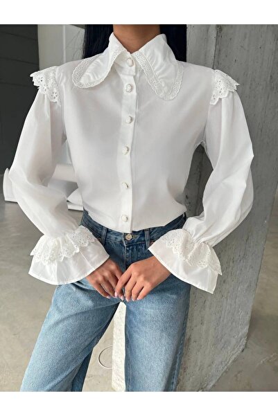 FancyWorld Πουκάμισο με μανίκια πριγκίπισσας με λεπτομέρεια με κουμπιά στο γι...