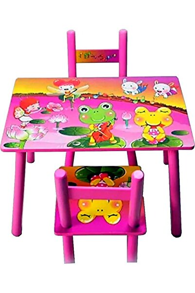 OEM Set masuta copii din lemn cu 2 scaunele - Broscute