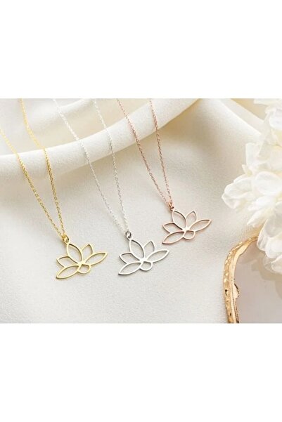 Papatya Silver 925 Ayar Gümüş Lotus Çiçeği Kolye.rose.gold.rodaj