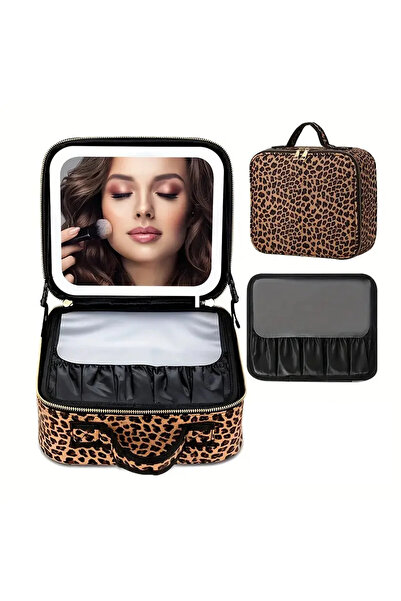 CEDAN Οργανωτής μακιγιάζ φιλικός προς τα ταξίδια με μεγεθυντικό φακό LED