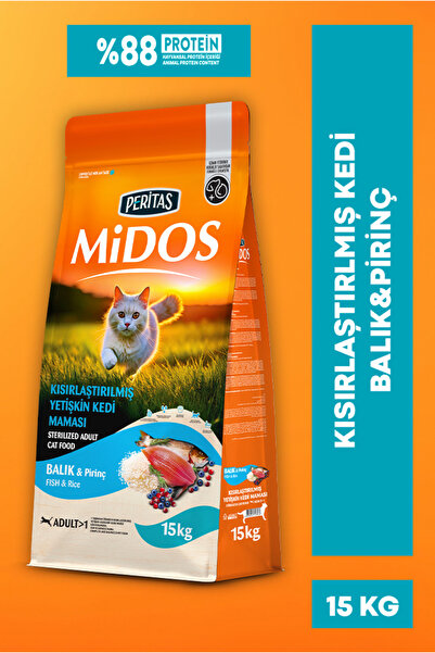 PERİTAS Midos Balık ve Pirinçli Kısırlaştırılmış Yetişkin Kedi Maması 15kg
