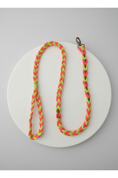 balkonda Dog Walking Leash Collar Hair Braid Flosh Rope Yellow & Pink