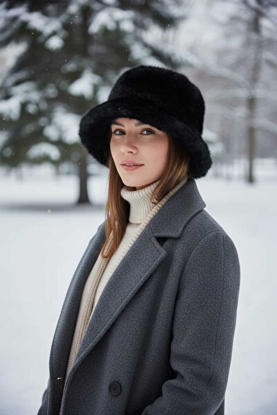 Aware Time Kadın Kışlık Peluş Bucket Şapka