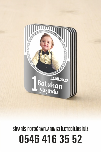 reklamatolye Kişiye Özel Resimli Doğum Günü Magneti 3 Temalı 7x5 Cm 10 Adet