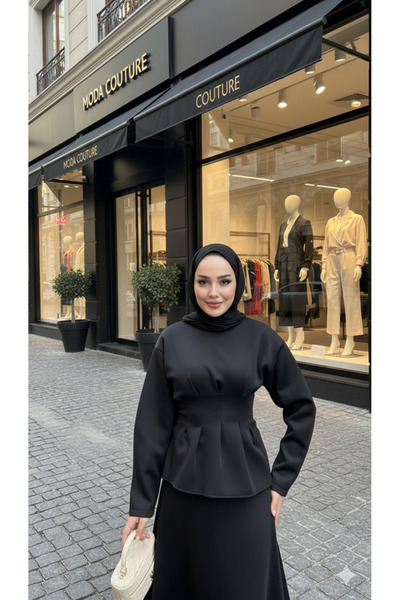 modasusev Linda Bağlamalı Etekli İkili Takım