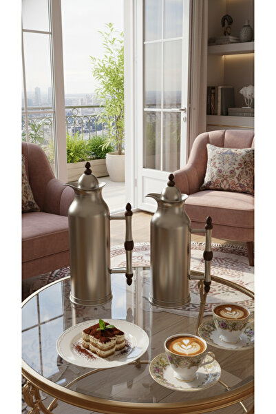 Generic طقم ترامس شاي وقهوة بتصميم فريد وأنيق 1 لتر/700 مل