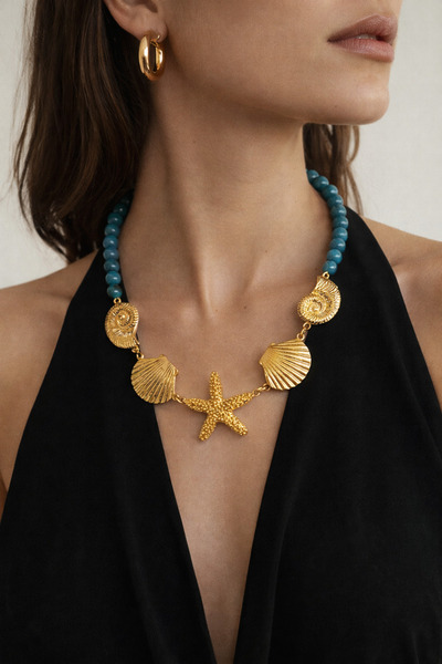 Bermecy Moon Marine |   Blue Women's Necklace with Sea Figure