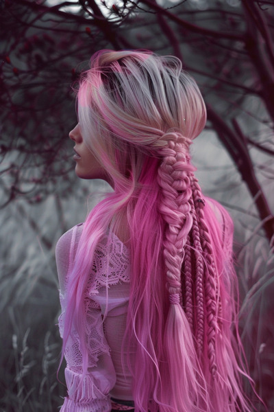 Mina Peruk Afrika Örgülük Ombreli Sentetik Saç 100 Gr. - Koyu Pembe / Açık Pe...