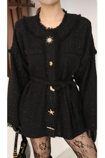 elite aura collectıon Gold Düğme Detaylı Salaş Tüvit Ceket