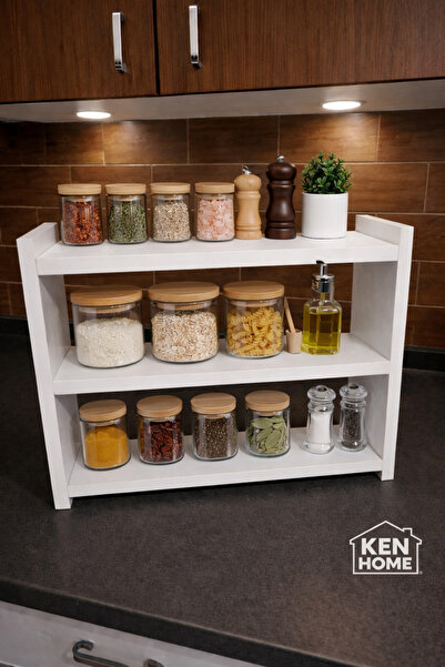 KENHOME Mutfak Tezgah Üstü Organizer Raf – Baharatlık ve Kupa Bardak Düzenleyici