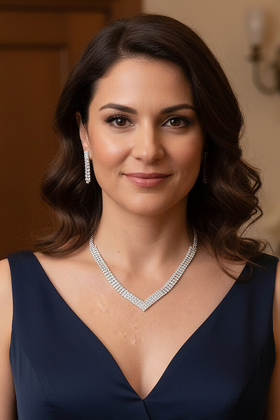 Valmont Işıltılı V Su Yolu Kolye ve Küpe Takı Seti - Düğün, Kına, Nişan, Geli...