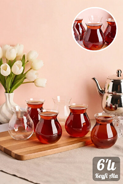 Berdina Home طقم أكواب شاي من الزجاج البوروسيليكات مكون من 6 قطع، مقاوم للحرا...