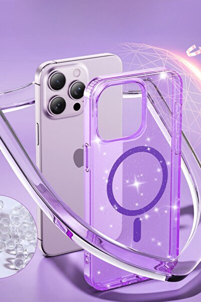 Hatreds iPhone 16 Pro Uyumlu Kılıf Parıldayan Simli Tasarımlı Sararmaz Magsaf...