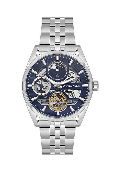 Daniel Klein ساعة رجالية من الفولاذ المقاوم للصدأ الفضي بتصميم هيكلي DK.1.142...