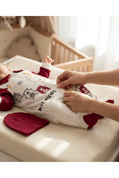 BlueArmi Ayıcık Baskılı Bebek Tulumu