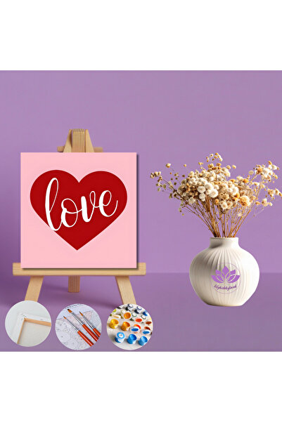 LİLYHOBBYLAND Sayılarla Boyama Kiti 20x20 cm Sevgililer Günü Aşk Dolu Mini Tu...