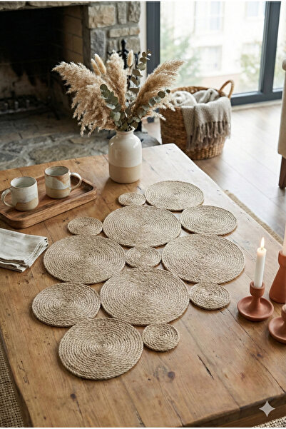 Homever Χειροποίητο & Premium Jute Rope Runner Σαλόνι Κουζίνα Ψάθινο Τραπεζομ...