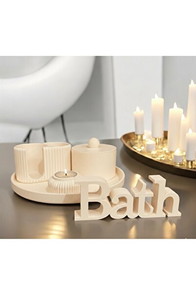 Home مجموعة ديكور الحمام المكونة من خمس قطع، تتضمن: علبة حمام قطنية، شمعة، صن...