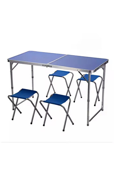 OEM Masa camping pliabila Masa 4 scaune - Albastru