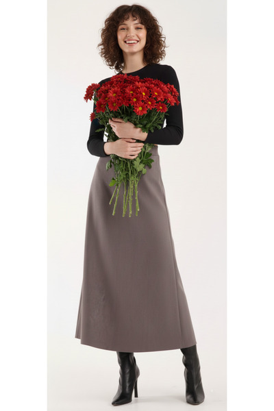 MAİMODA تنورة ماكسي واسعة من الجلد المدبوغ للنساء