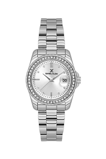 Daniel Klein ساعة نسائية فاخرة من الفولاذ المقاوم للصدأ باللون الفضي DK.6.141...
