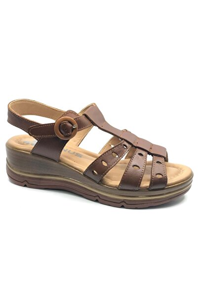 Venüs Hugle Genuine Leather Comfort Orthopedic Women's Sandals Taba