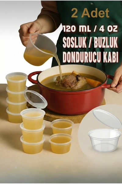 MİMOZA PARK 2 Adet Sızdırmaz 120 ml Mini Saklama Kabı Sosluk Buzluk Kabı, Et ...